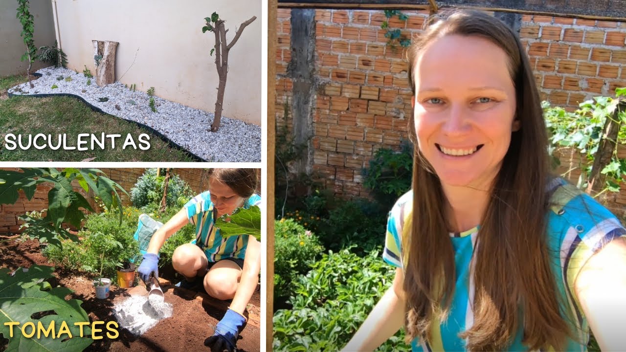 Férias na Horta! Voltamos a plantar Tomates & Fizemos um Canteiro de Suculentas🌱 Horta no Quintal 💚