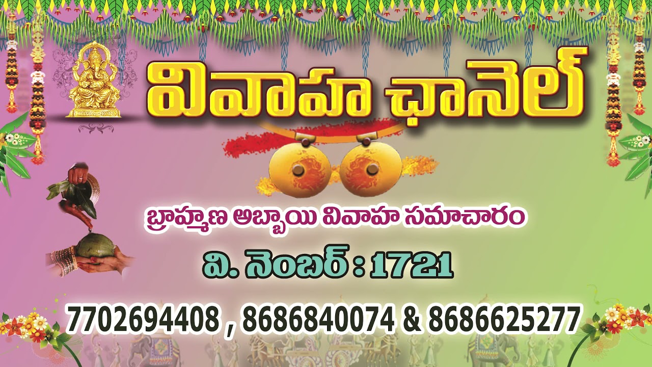V.No.1721 | FREE INFORMATION | BRAHMIN GROOM | VAIDIKA VELANDU | VIVAHA CHANNEL | 8686840074 ||