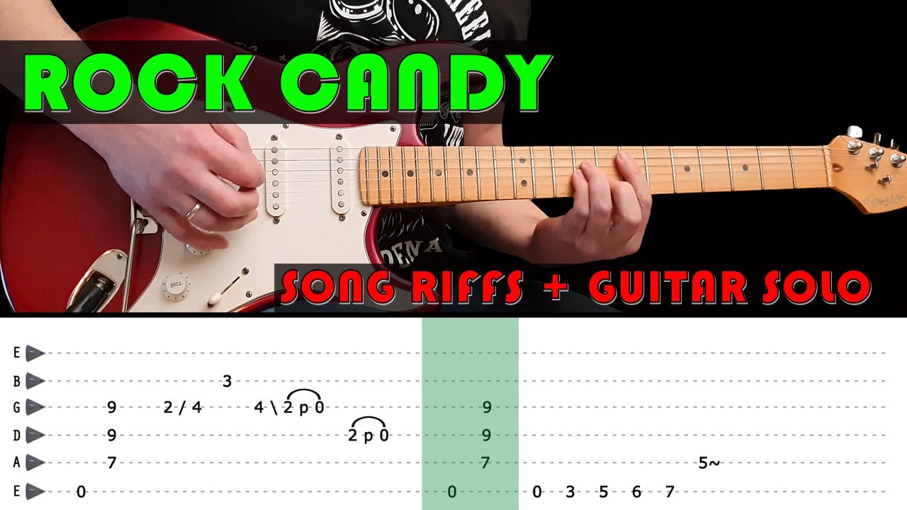 ROCK CANDY - Guitar lesson - Song riffs + guitar solo with tabs (fast & slow) - Montrose