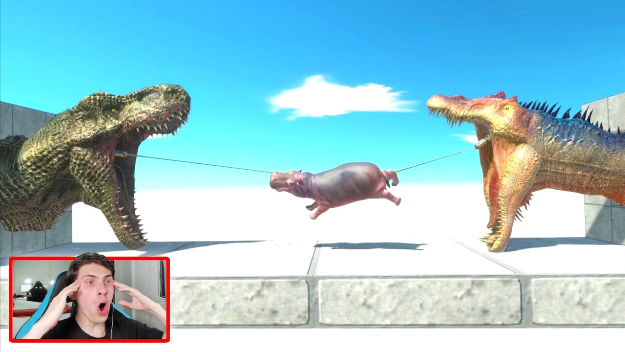 SPINOSAURIO VS TREX PELEAN POR SU COMIDA - REACCION THEKALO