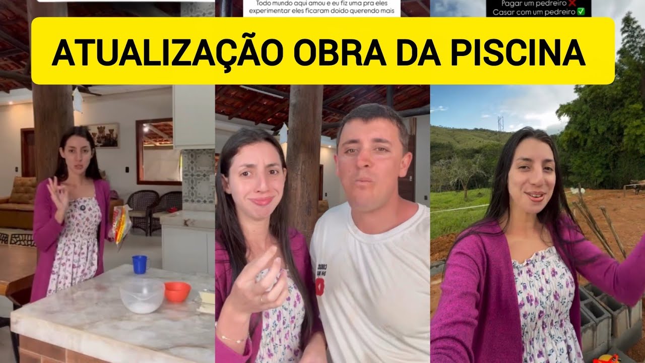 SARA KELLEN MOSTRA ATUALIZAÇÃO DA OBRA DA PISCINA+ RECEITA DO PÃO DE QUEIJO