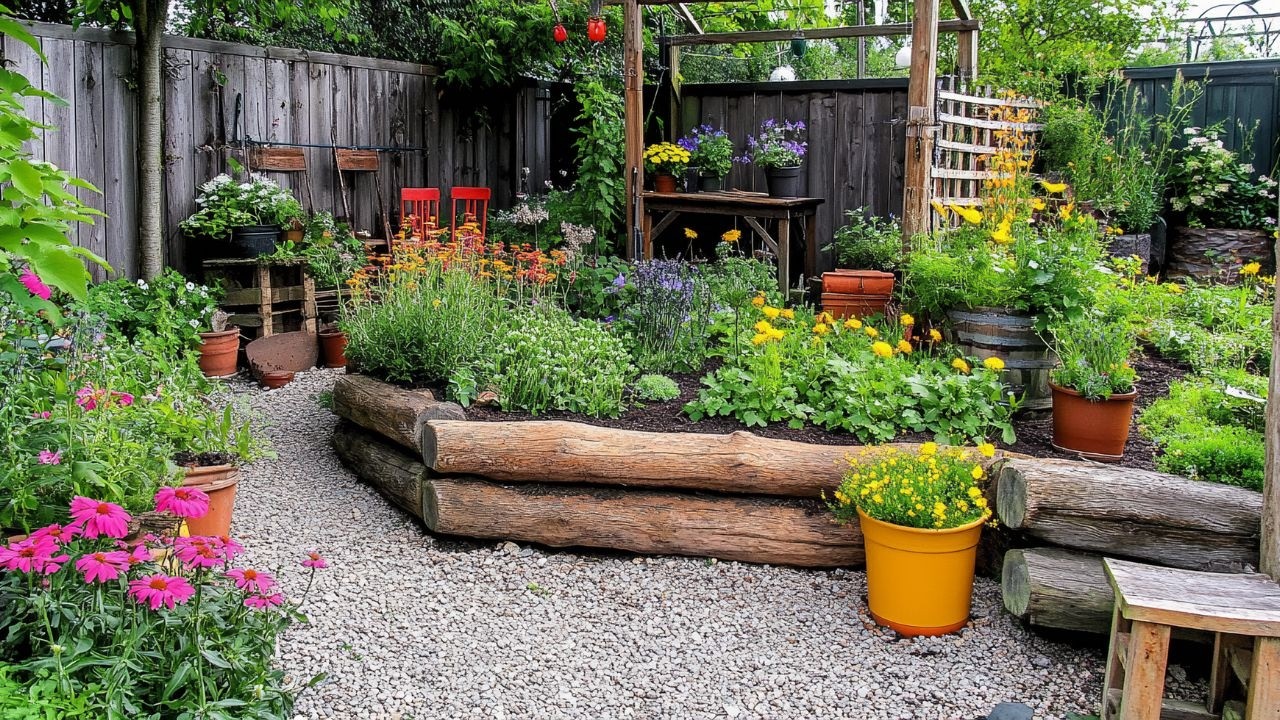 Small Backyard Rustic Garden Filled with Stunning Greenery