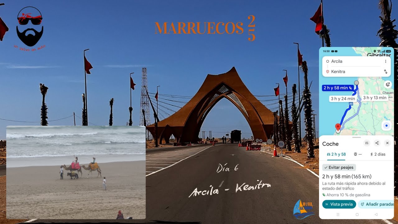 Marruecos 2025. Dia 6. Arcila-Kenitra. En un bache se nos dobla la maleta trasera. Intruder M1800R.