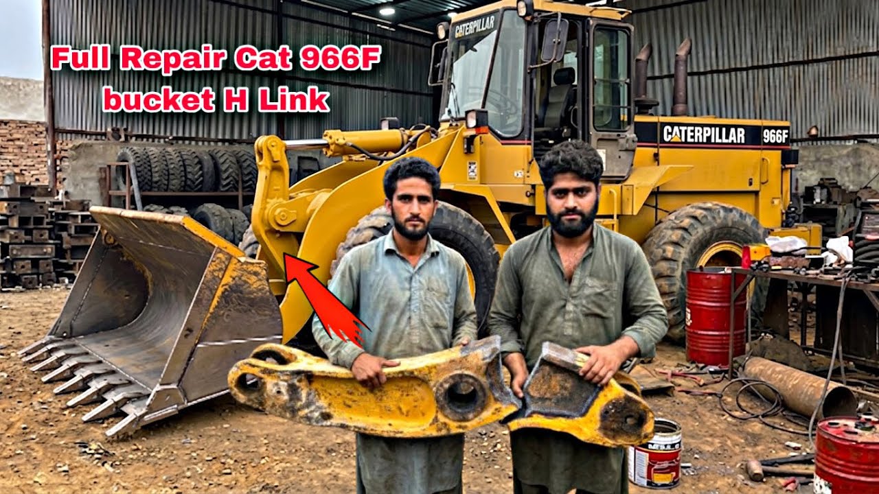 Repairing Heavy Broken H-Link of CAT 966F Wheel Loader | Masterclass 