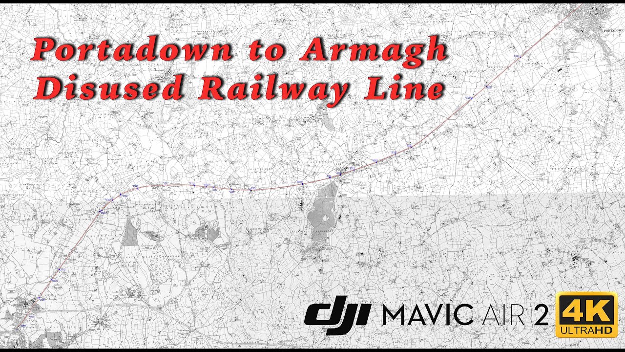 Portadown to Armagh Railway Line Drone Aerial View Present Day