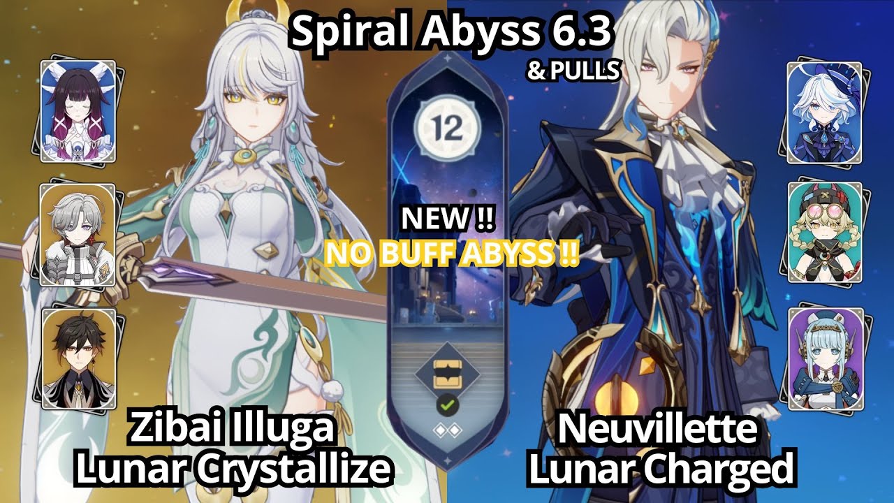 NEW !! C0 Zibai Lunar Crystallize & C0 Neuvillette Lunar - Spiral Abyss Floor 12 Genshin Impact 6.3