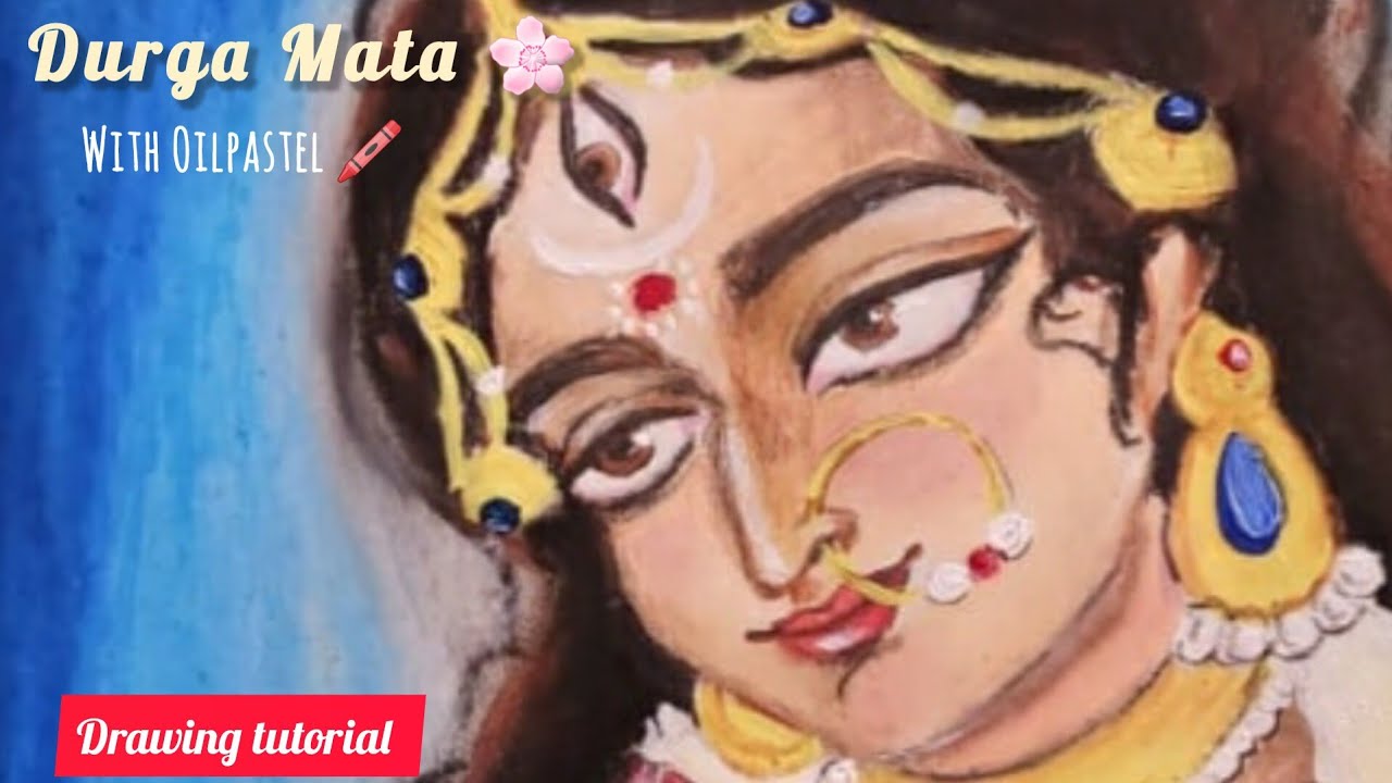 Durga mata drawing with oilpastel 💫🔱 easy step by step explanation #drawing #youtube