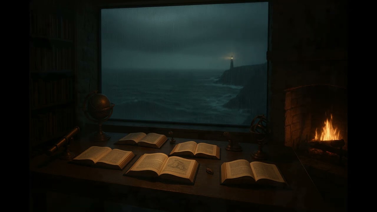 Calm Piano for Reading 🔥 Fireplace Library Night - For Deep Concentration