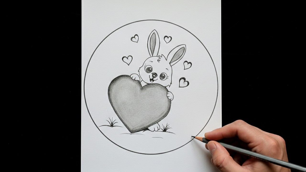 How to Draw a Cute Rabbit with a Heart | Easy Pencil Sketch Tutorial