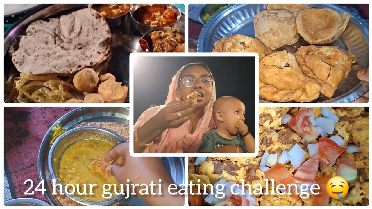 24 hours gujrati food challenge🤤 moin was so exited 😀jamanagar ke famous dish try kiya?