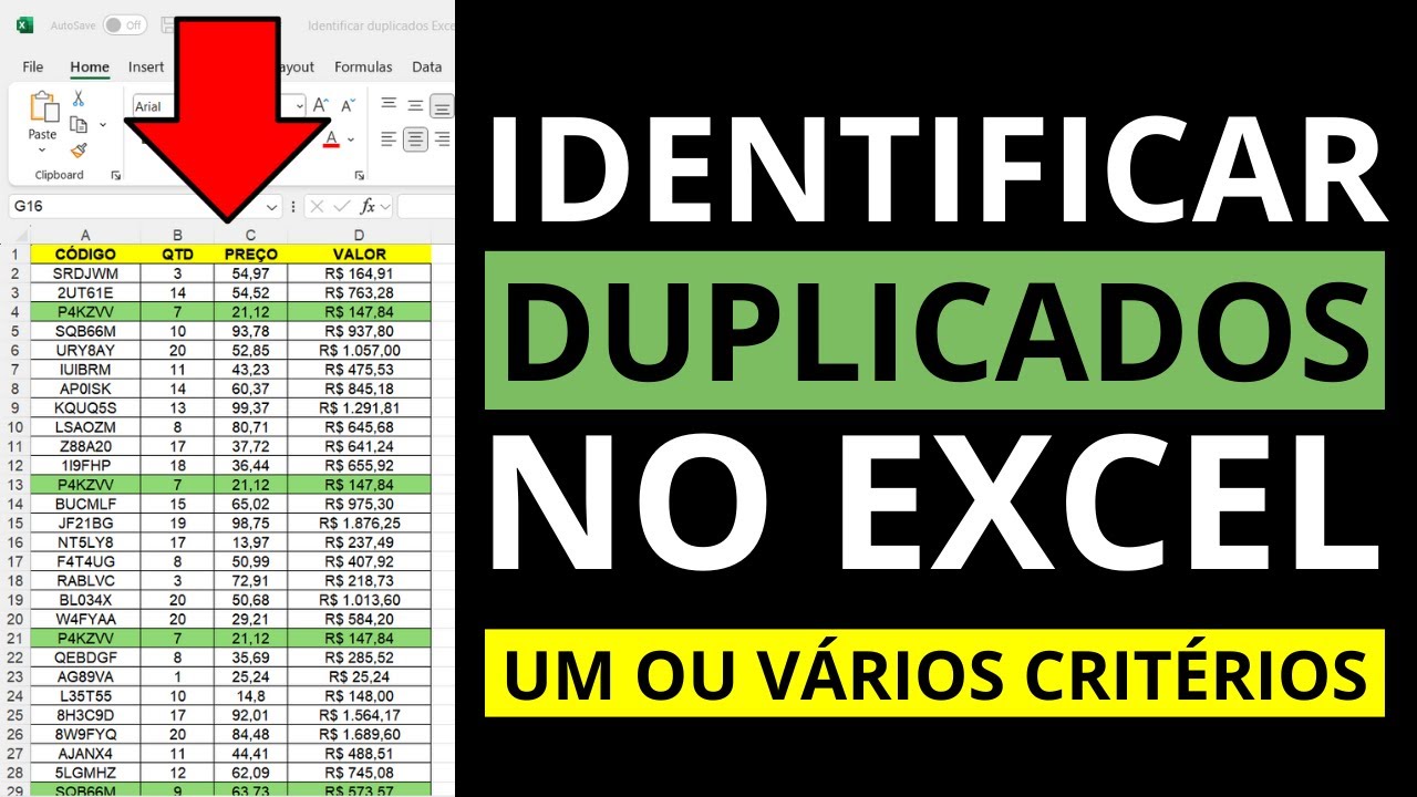 🔍 Como Identificar Duplicados no Excel [F&oacute;rmula + Formata&ccedil;&atilde;o Condicional]
