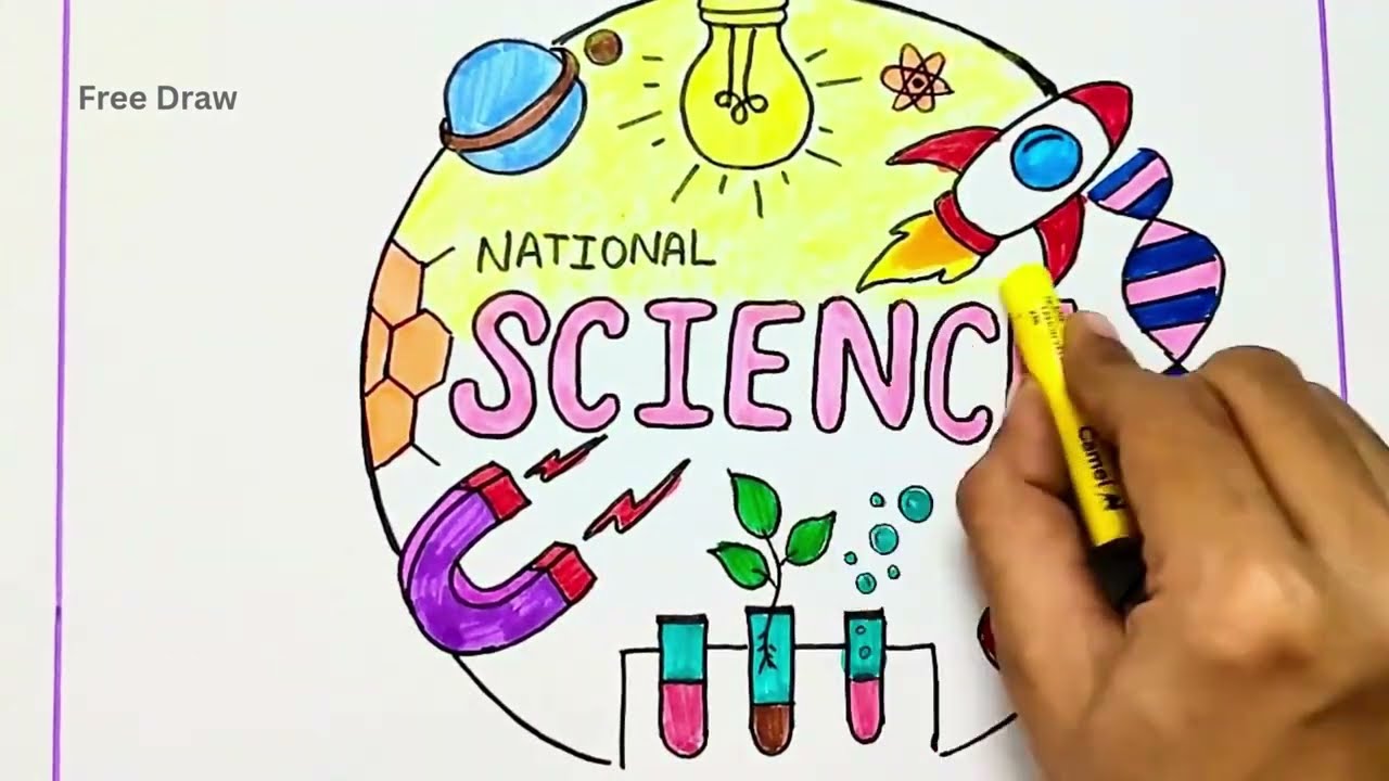 National Science Day Drawing step by step || Science Fair Drawing easy || How to draw Science day