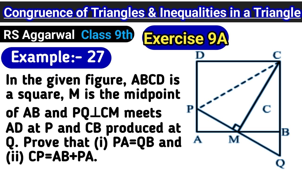 In the given figure abcd is a square M is the midpoint point of ab | Rs Aggarwal Class 9 Ex 9A Ex 27