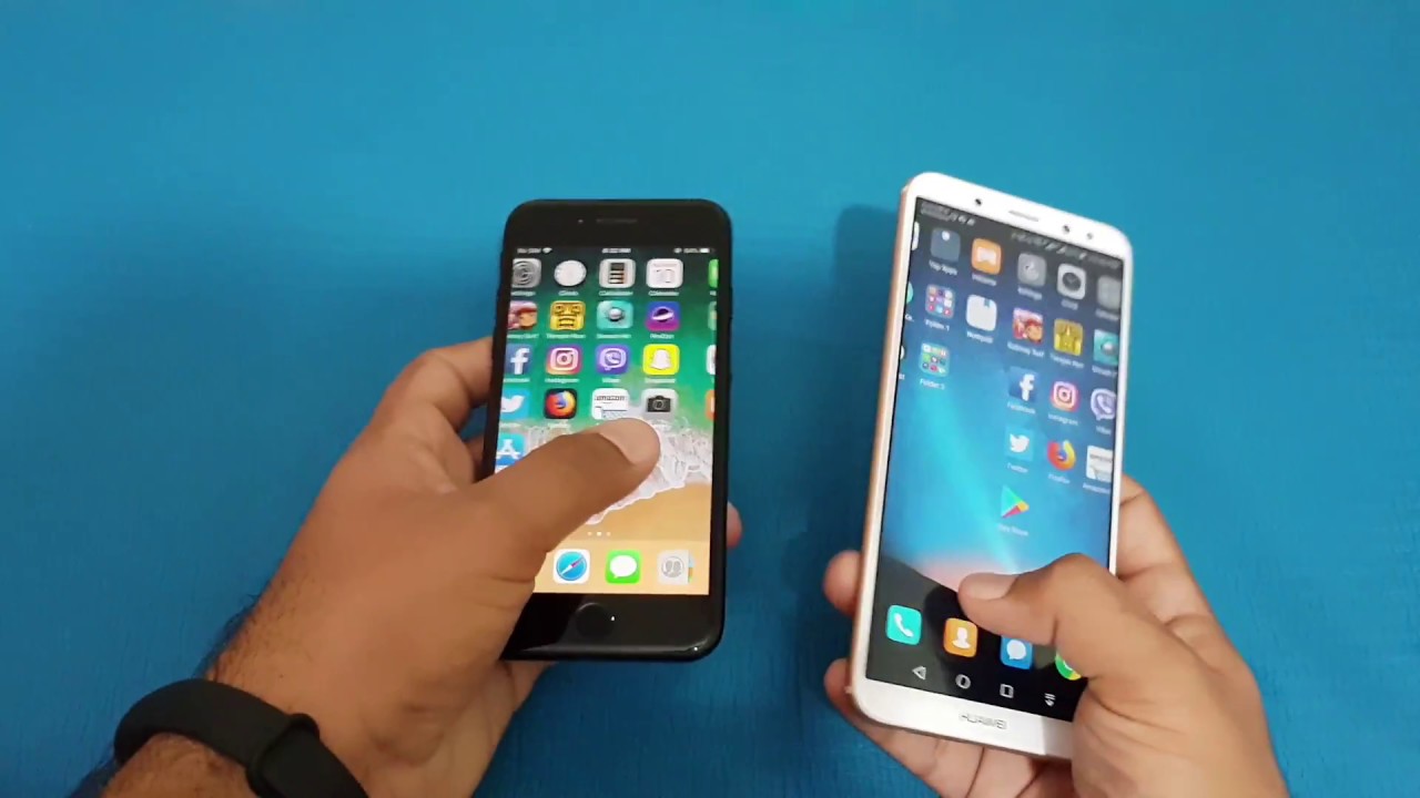 Huawei honor 9i (Huawei mate 10 lite ) vs IPhone 7 - Speed Test Comparison!!