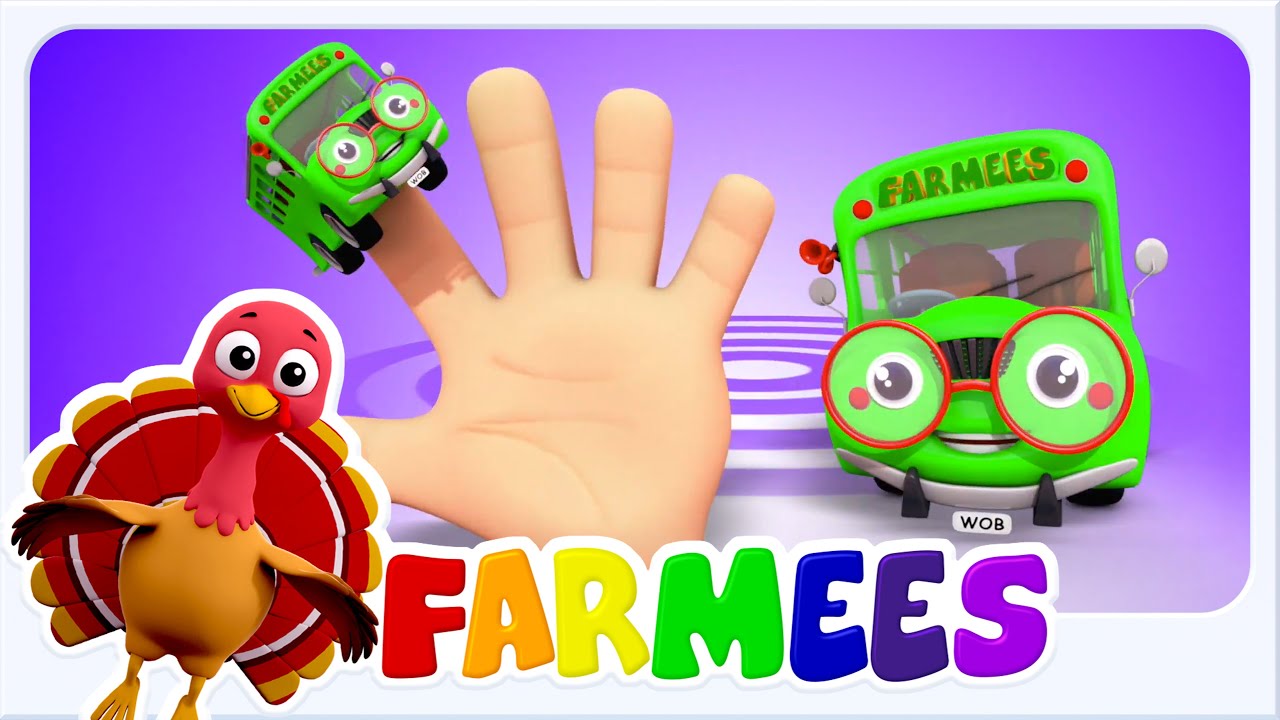Famiglia di Dita di Autobus |  Di Più Canzone dei Cartoni Animati Per Bambini - Farmees