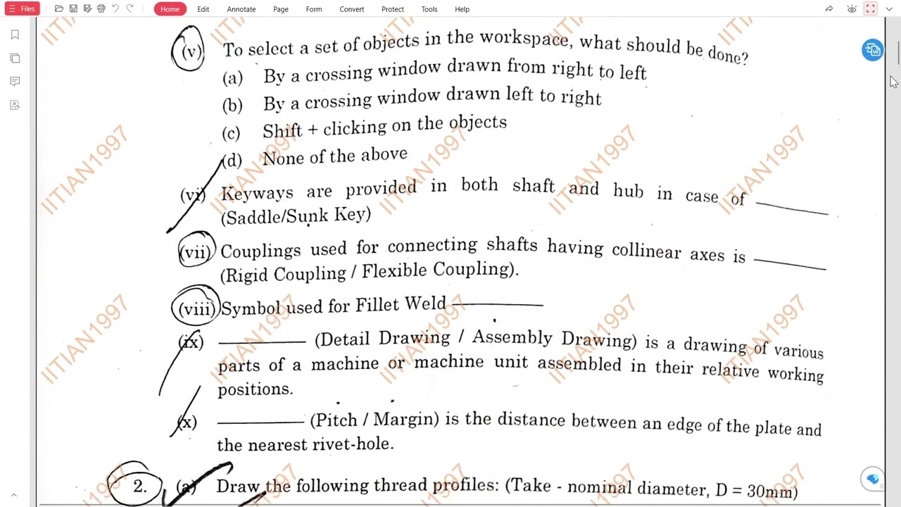 MACHINE & ASSEMBLY DRAWING | END SEMESTER EXAMINATION | 2023