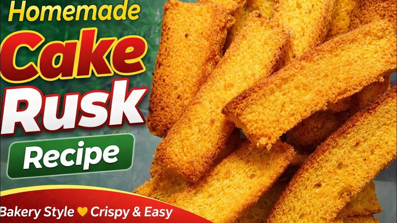 Bakery Style Cake Rusk Recipe |Crispy Cake Rusk at Home | Easy Tea Time Snack |easy cake rusk recipe
