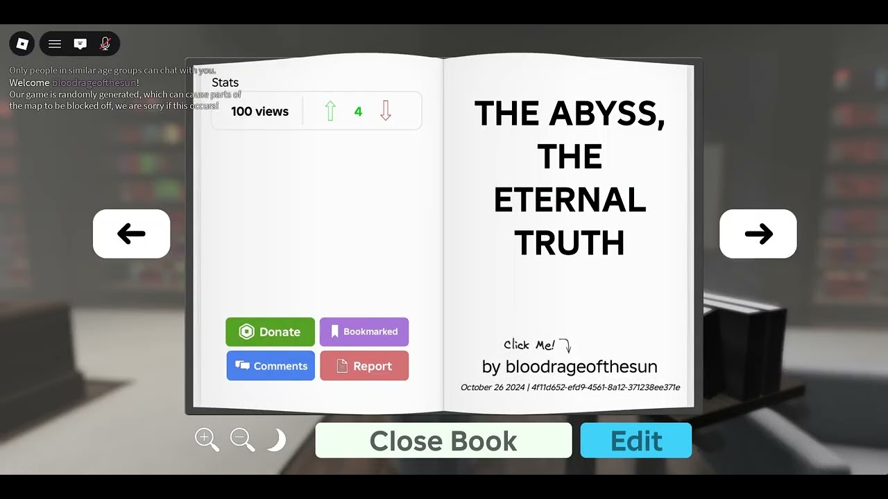 a short book in roblox, called 