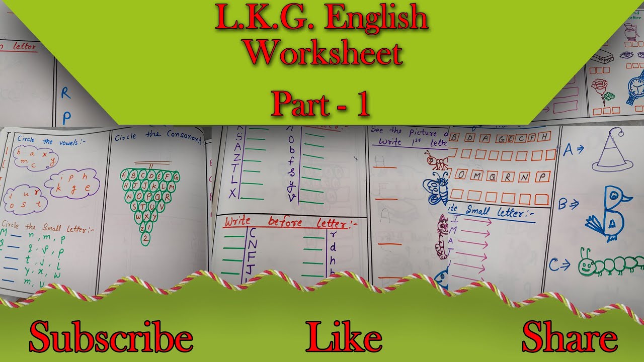 English Worksheet for LKG 2023 Part-1 | KIDSGROW