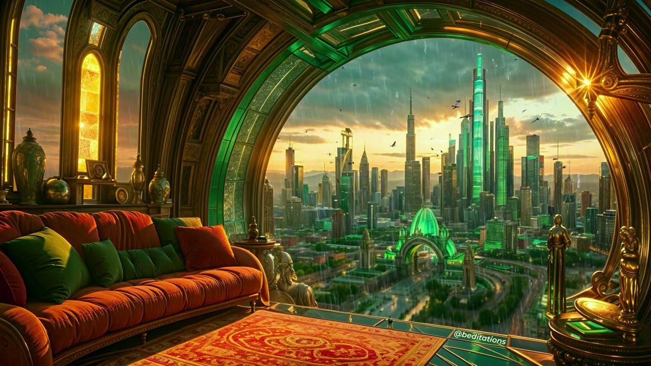 Relaxing Rain Sounds Over the Emerald City in 4K: Inspired by The Wizard of Oz and Wicked