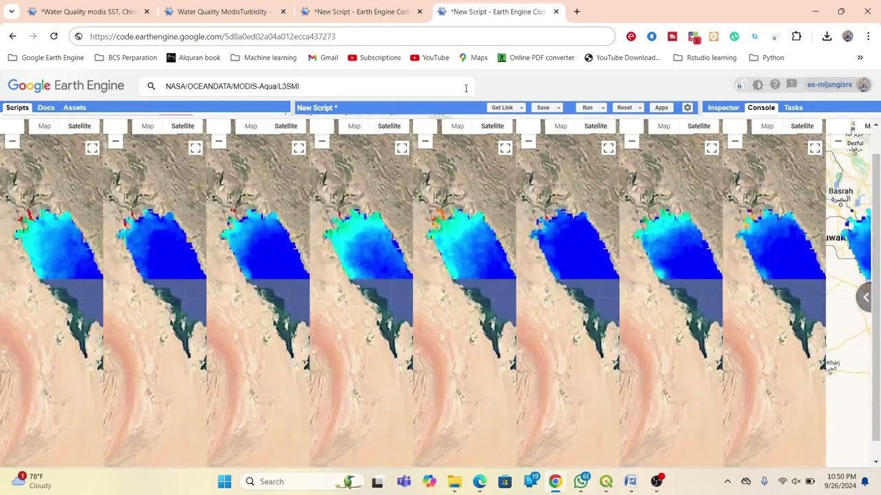 Monitoring of sea surface temperature, chlorophyll, Turbidity from 2005 to 2022 using MODIS imagery