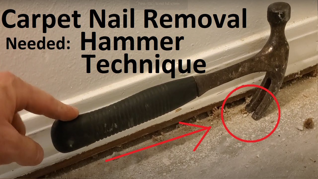 remove carpet nails from concrete foundation. Hammer only no broken concrete.