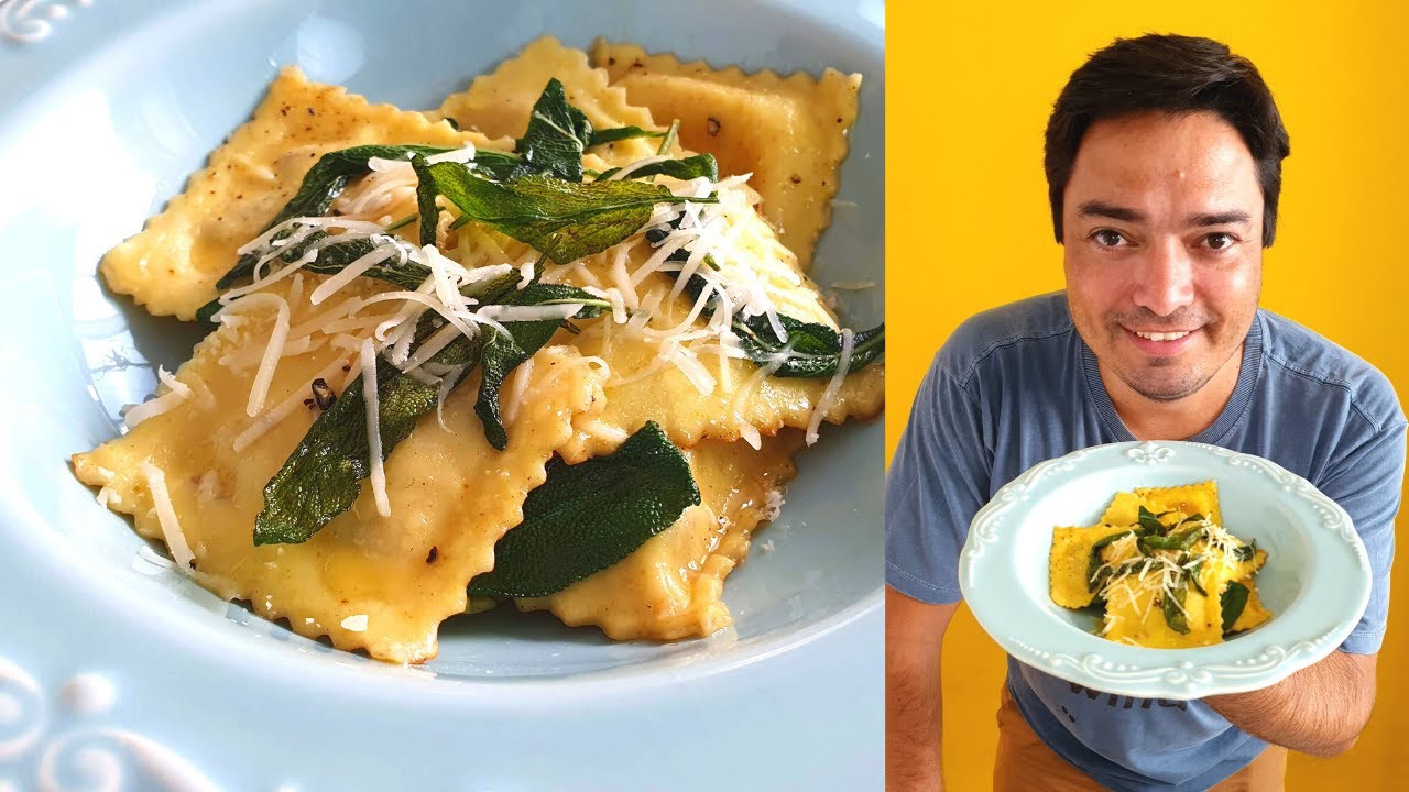 Ravioli de Ricota e Bacon com Manteiga de Sálvia - Minha Cozinha Amarela