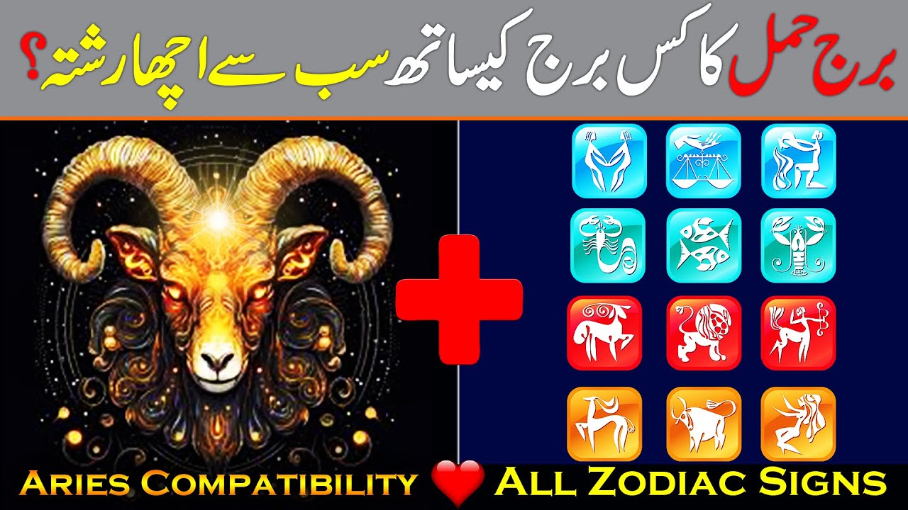 Aries Love Compatibility With All Zodiac Signs, Aries compatibility chart, Burj Hamal, برج حمل