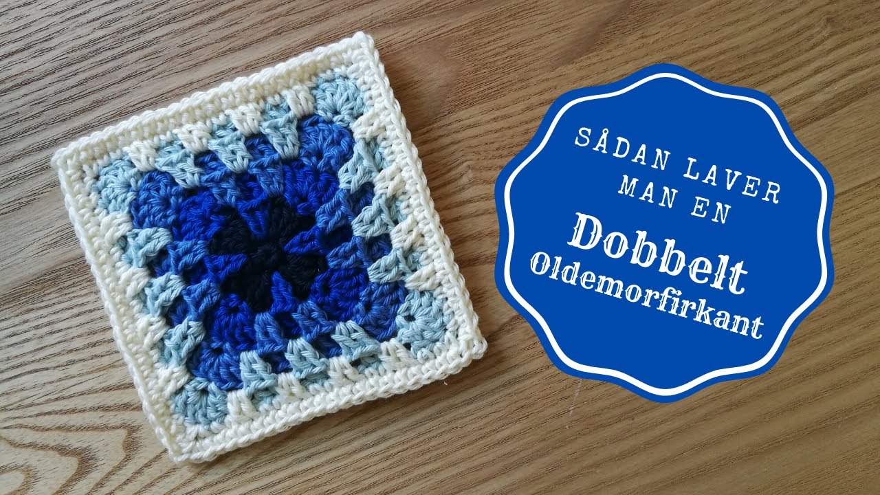 Hæklet oldemorfirkant - #1 'dobbelt oldemorfirkant' - af niah.dk