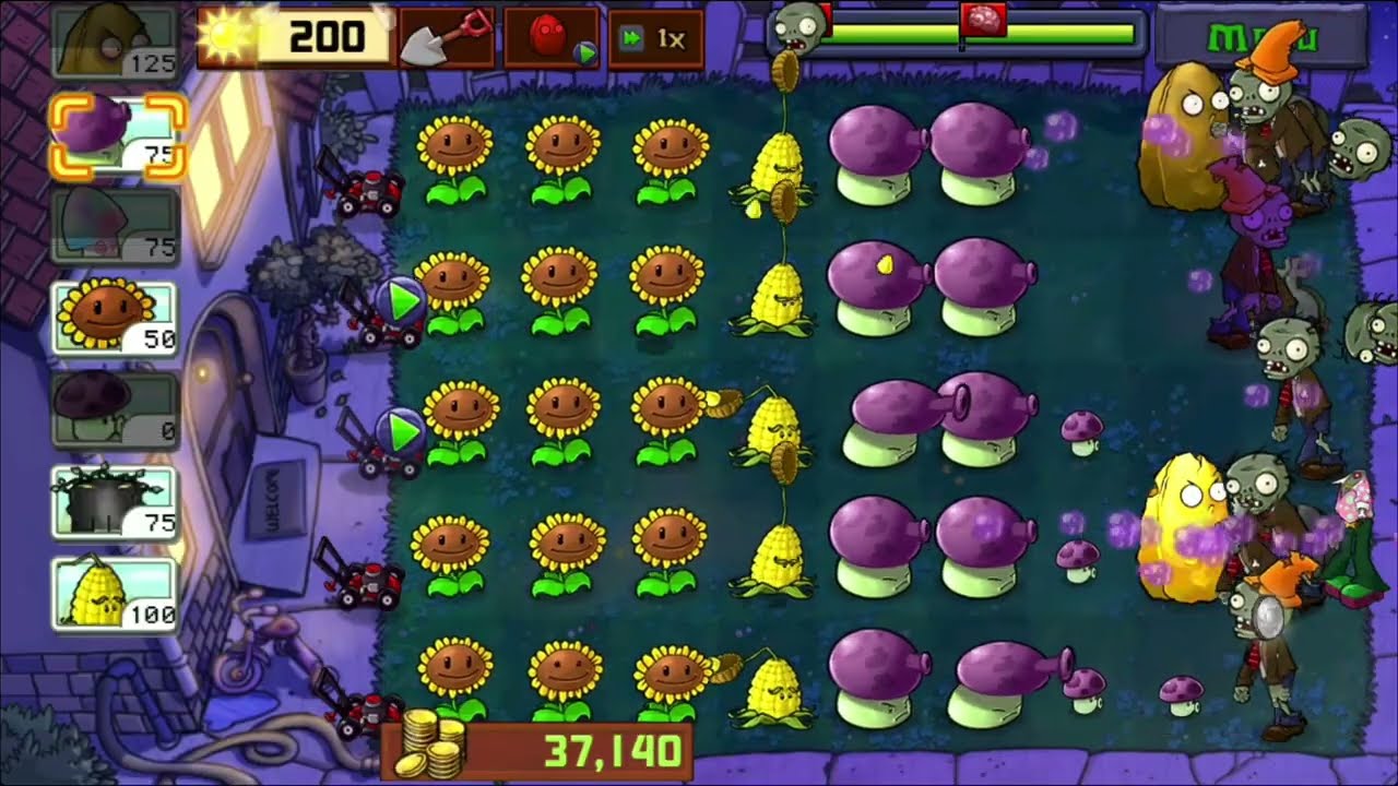 ADVENTURE2 NIGHT Level 8💥PLANTS VS ZOMBIES💥