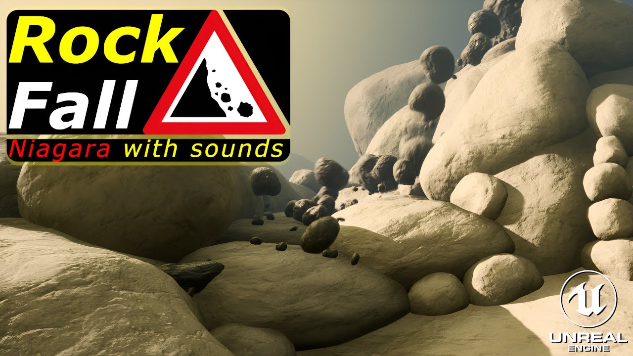 01 - Niagara Falling Rock & Brick with sound effects on Unreal Engine 4/5