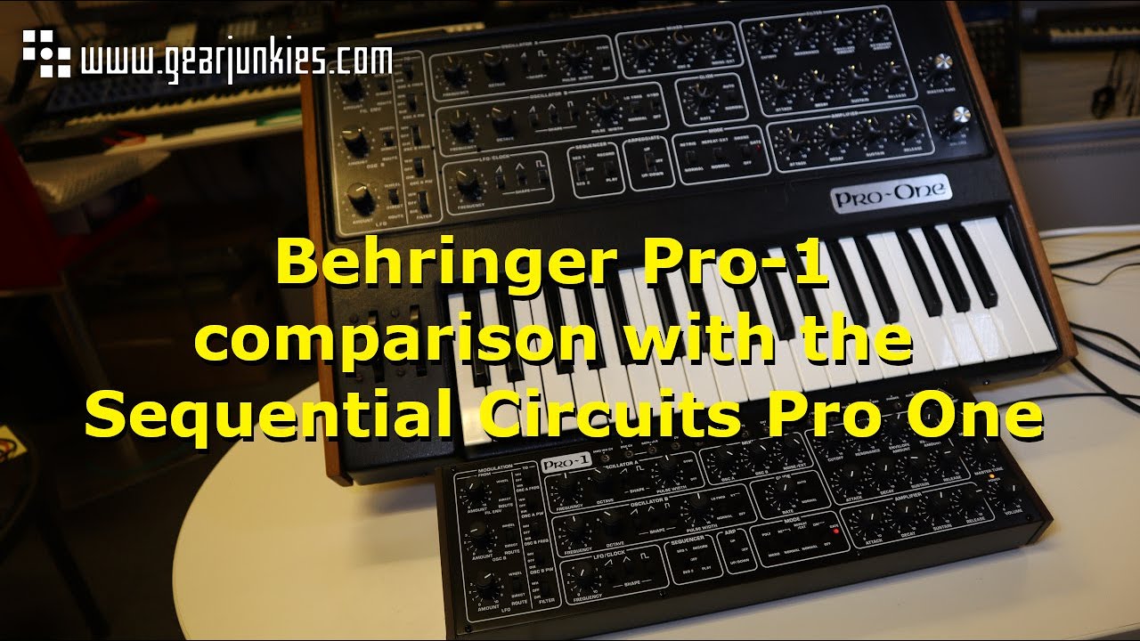 Сравнение Behringer Pro 1 с аналоговым синтезатором Sequential Circuits Pro One