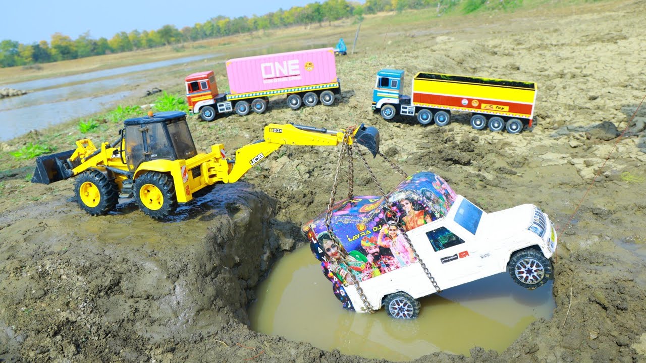 Mini Dj Pickup Scania Container MAN Dumper Accident Pulling Jcb 3dx Backhoe Swaraj Tractor ? CS Toy