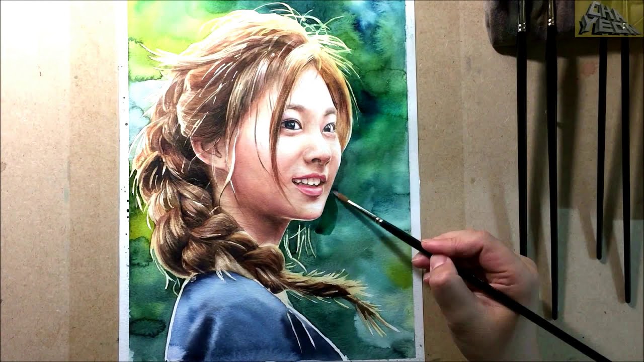 Акварельная портретная живопись корейской женской группы - TWICE  Tzuyu