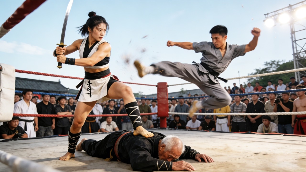 日本女將打敗中國太極宗師正得意，下秒被功夫小夥給打敗 🔥 功夫 | Kung Fu