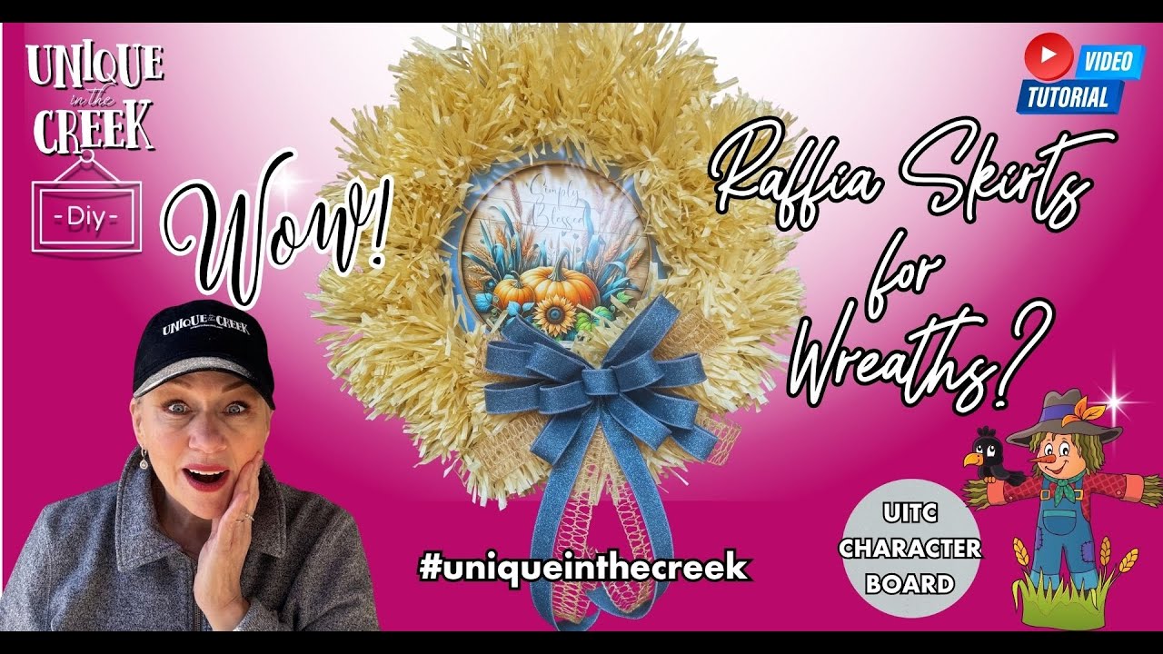 Making a Wreath using Luau Skirts and UITC Character Boards #diy #wreathmaking