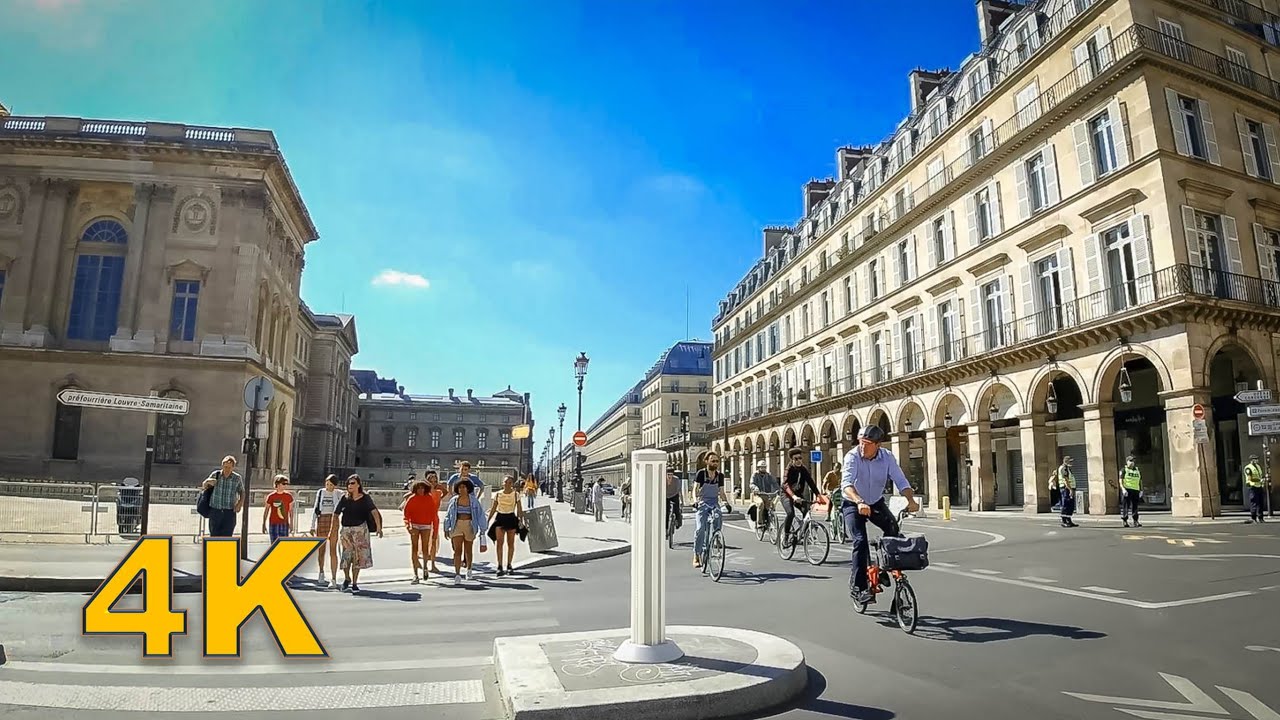 Paris modified bike lanes - Rue de Rivoli - Walking in Paris 4K
