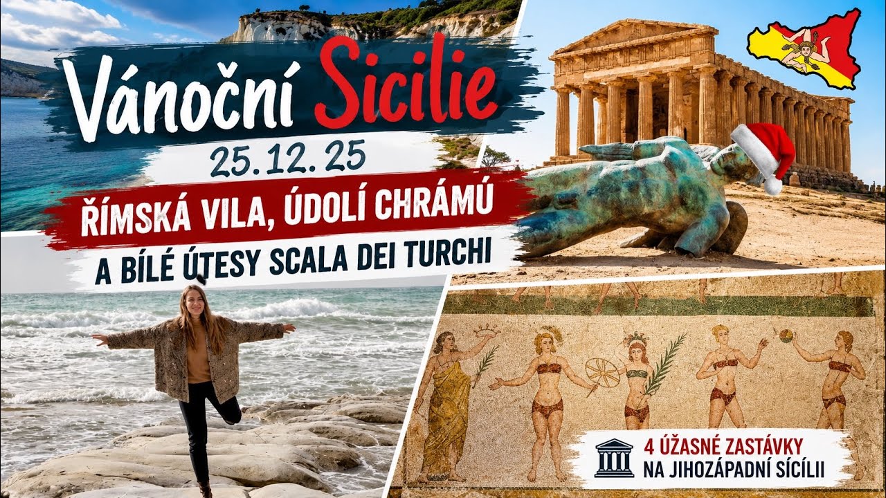 Vánoční Sicílie — [4/4]: Římská vila, Údolí chrámů a bílé útesy Scala dei Turchi