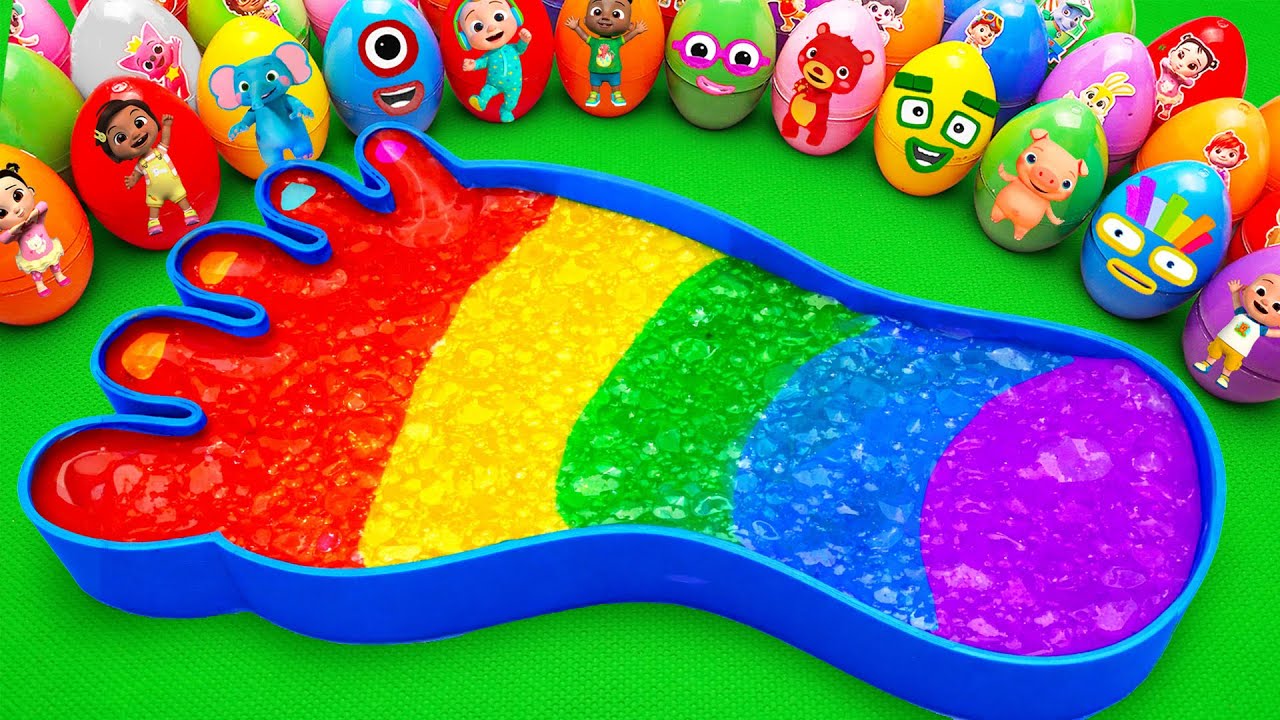 Satisfying ASMR | How to make Rainbow Footprint slime Bathtub by mixing Mystery Eggs CLAY Coloring