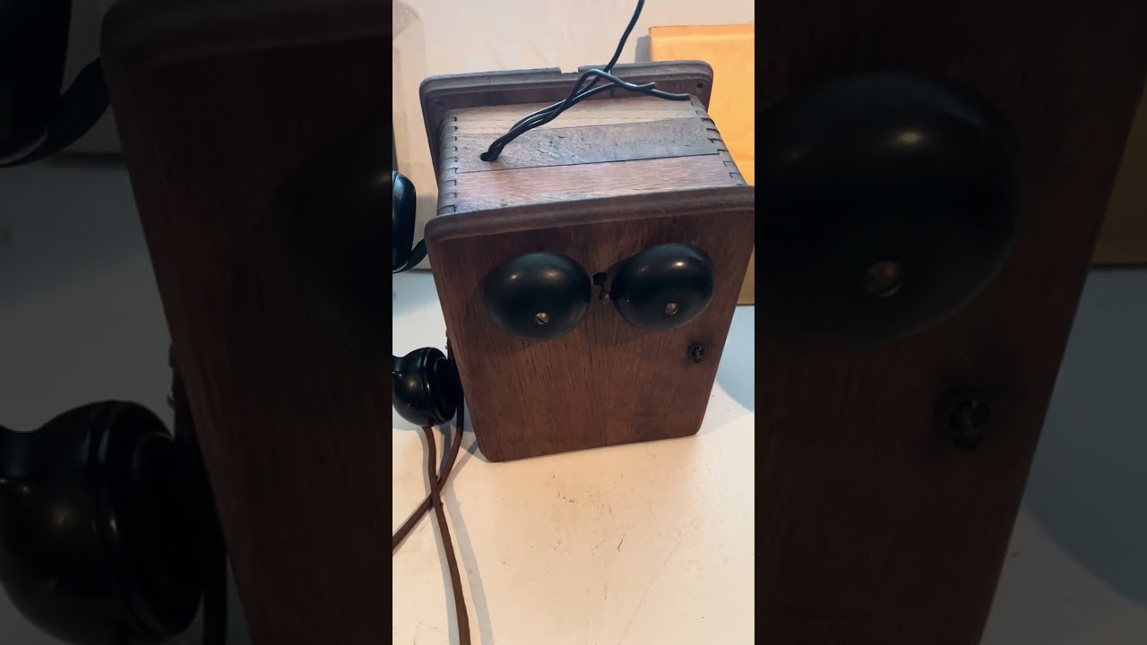 Antique Wooden Case Hand Crank Wall Telephone