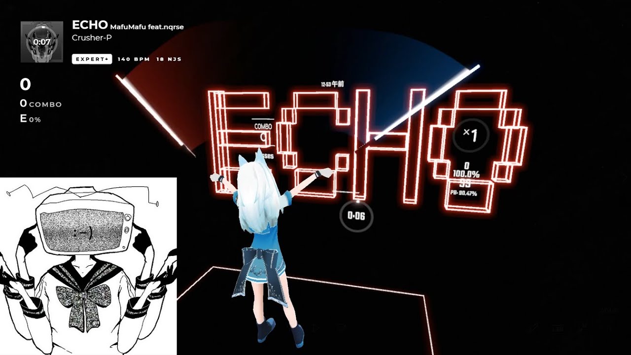 [ビートセイバー] ECHO／まふまふ feat.nqrse RANK SS - 1253/1257 【BeatSaber 壁譜面】