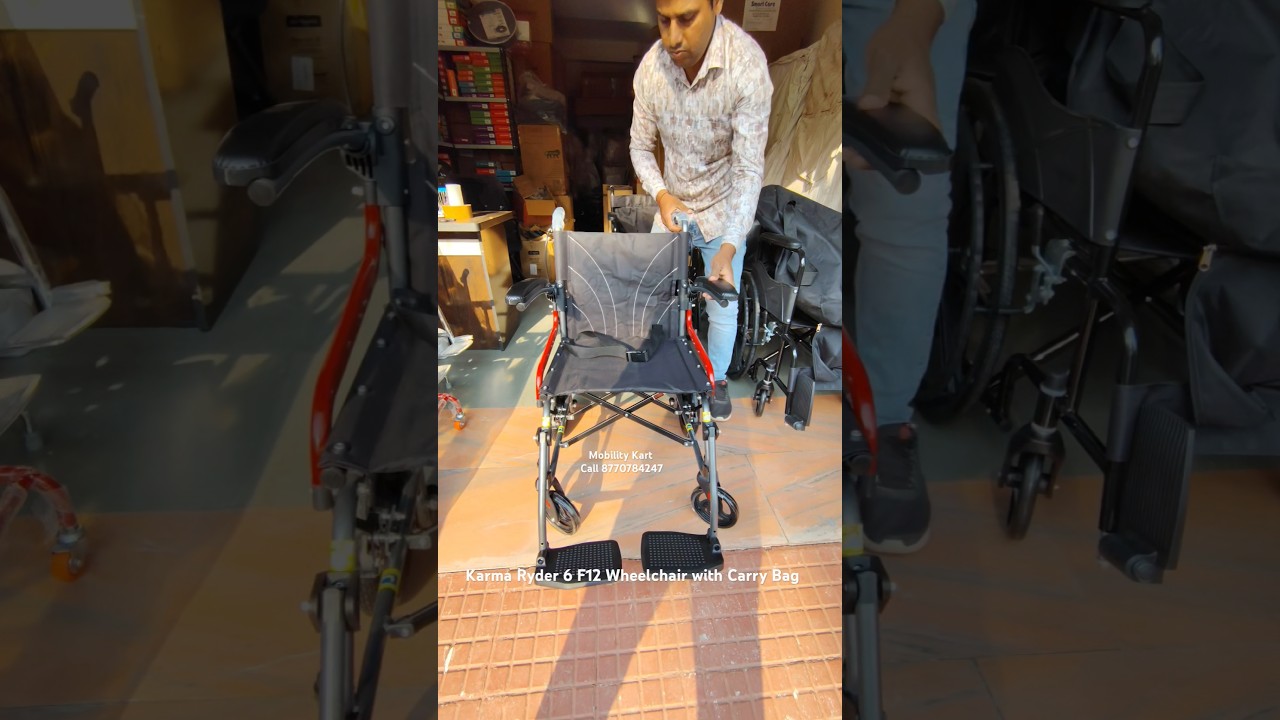 Karma Ryder 6 F12 Light Weight Compact Folding Travel Wheelchair with Carry Bag #mobilitykart #ryder