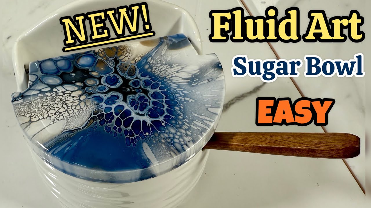 516. NEW! Easy Fluid Art Sugar Bowl! #fluidartist #acrylicpouring #fluidart
