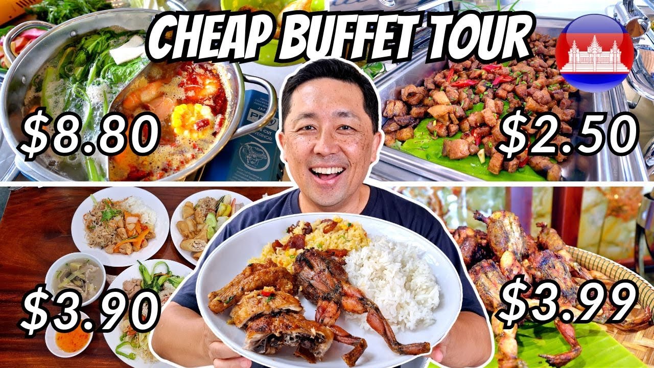 4 Buffet Starting $2.50 to $8.80! 🇰🇭 Ultimate Cheap Buffet Food Tour in Phnom Penh, Cambodia!