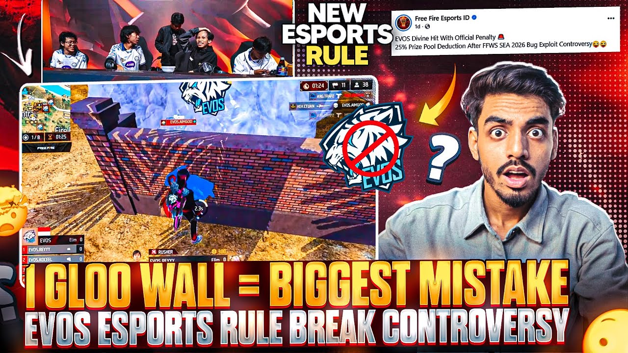 1 GLOO WALL = BIGGEST MISTAKE❌ - EVOS ESPORTS | EVOS ESPORTS RULE BREAK CONTROVERSY😱 | FF NEW RULE