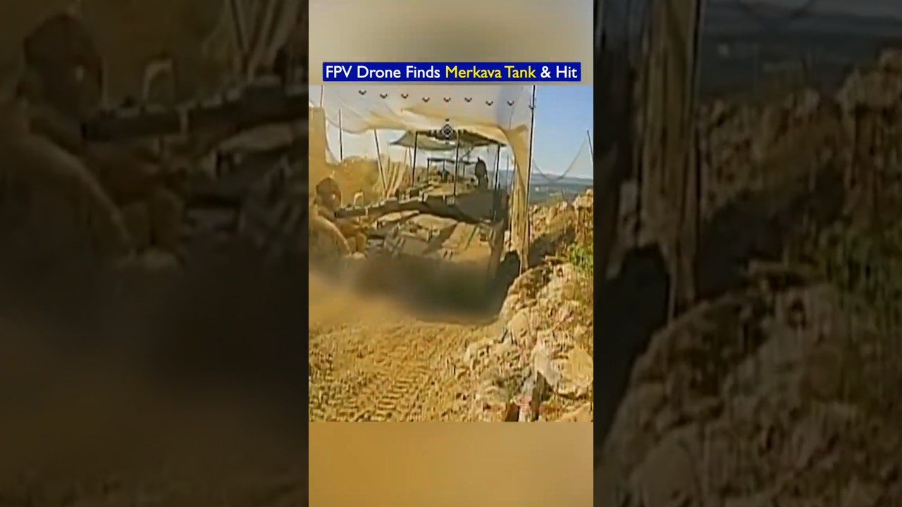 Hezbollah FPV Drone Hit Merkava Tank Under Camouflage Net!!