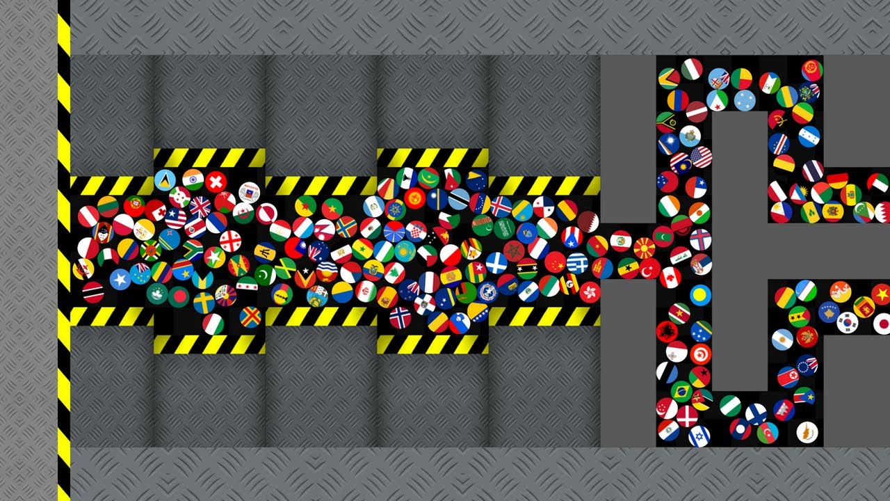 Shutter Crush - Proliferation Countries Marble Race in Algodoo