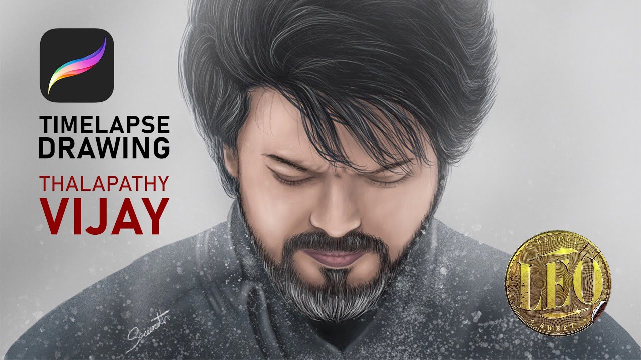 Leo | Thalapathy Vijay timelapse Digital art in Procreate | #sreenathcreations
