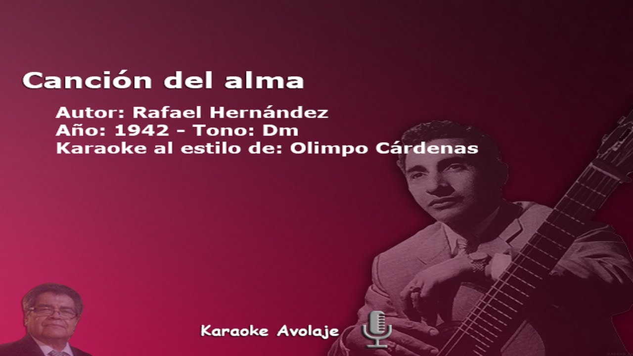 Canción del alma   Olimpo Cárdenas  Karaoke   Tono Dm