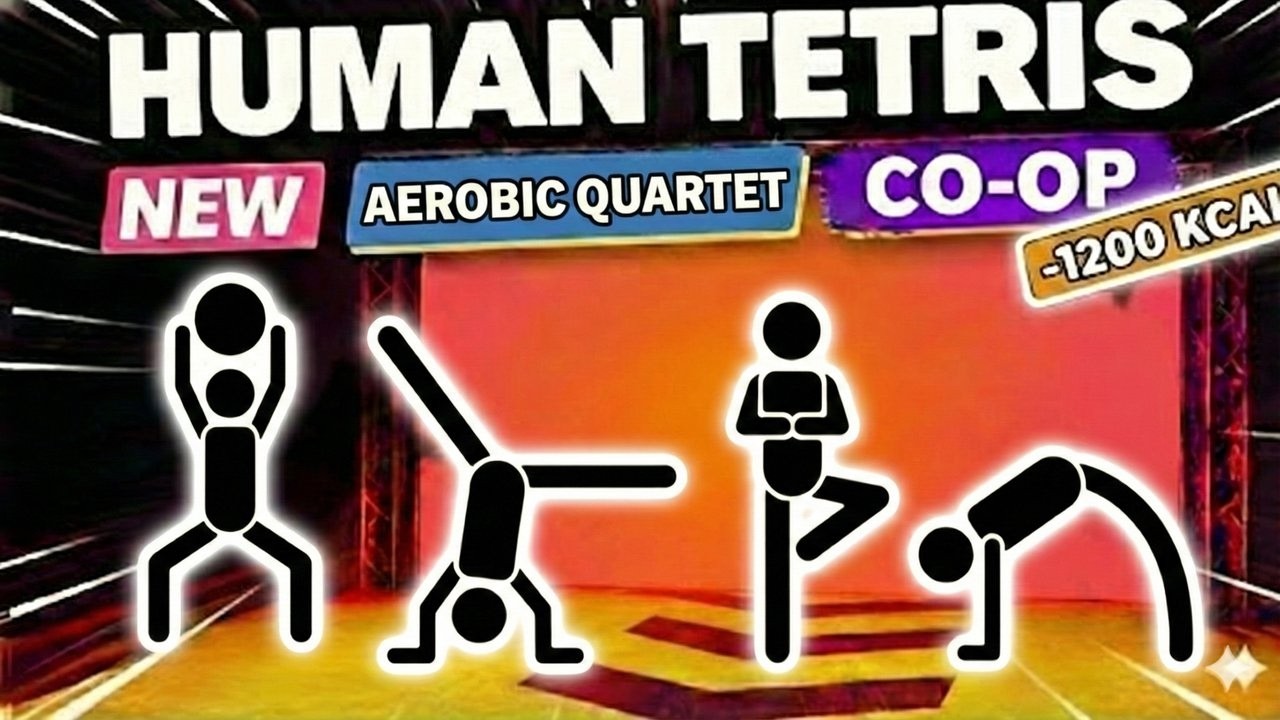 NEW HUMAN TETRIS х 4 Player Co-op 👯‍♂️–1200 kcal | Immersive Interactive Warm Up #4